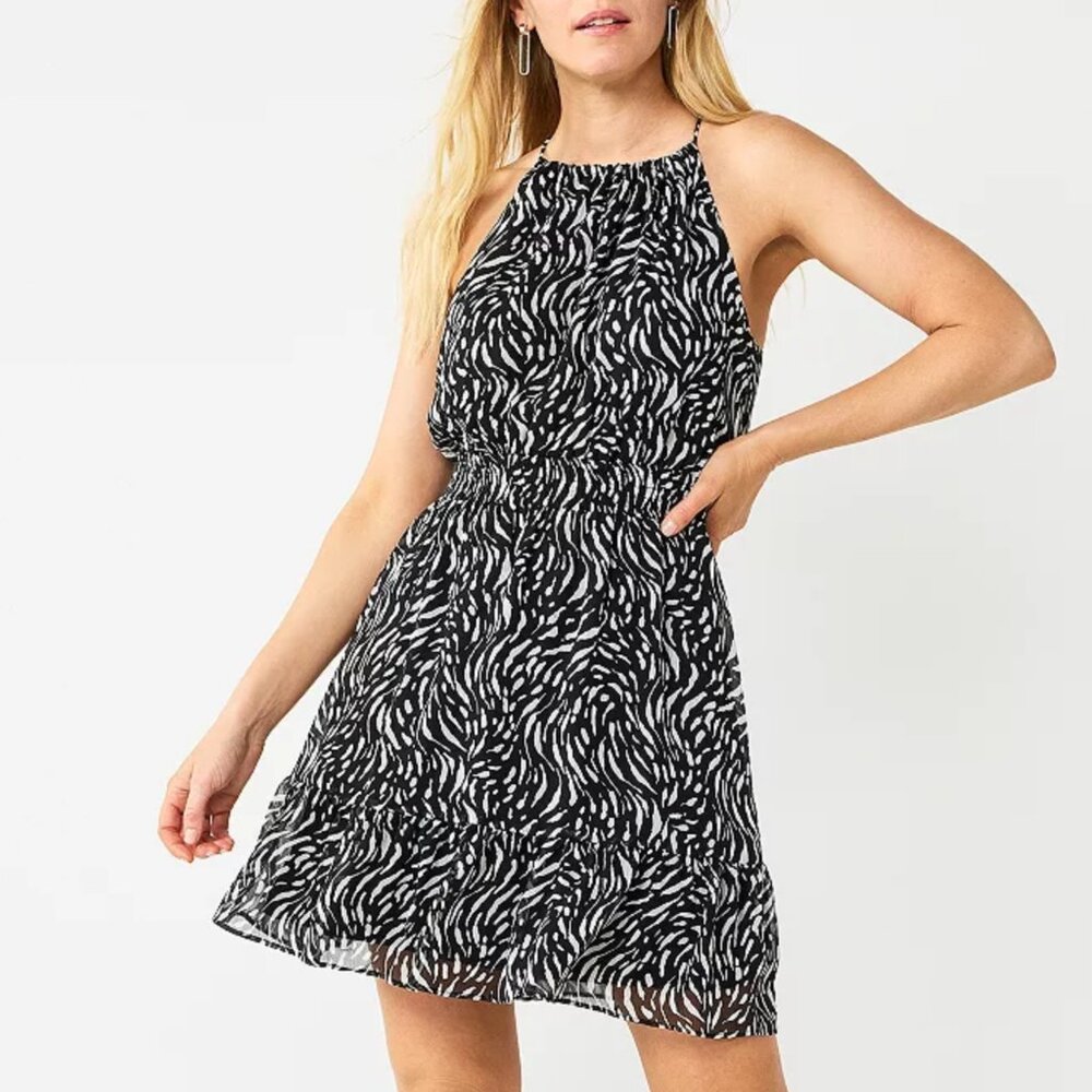 Gorgeous Nine‎ West Sleeveless Dress Lined Flare Black and White